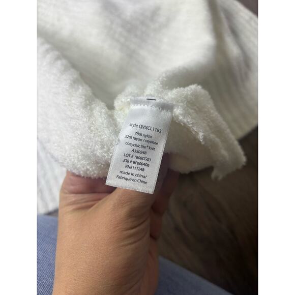 Barefoot Dreams CozyChic Lite Open Front Cardigan White 1X Soft Knit - Picture 8 of 8